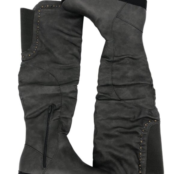 Bucco Gray Leather Heeled Boots | Versatile All-Season Wear - Picture 1 of 7